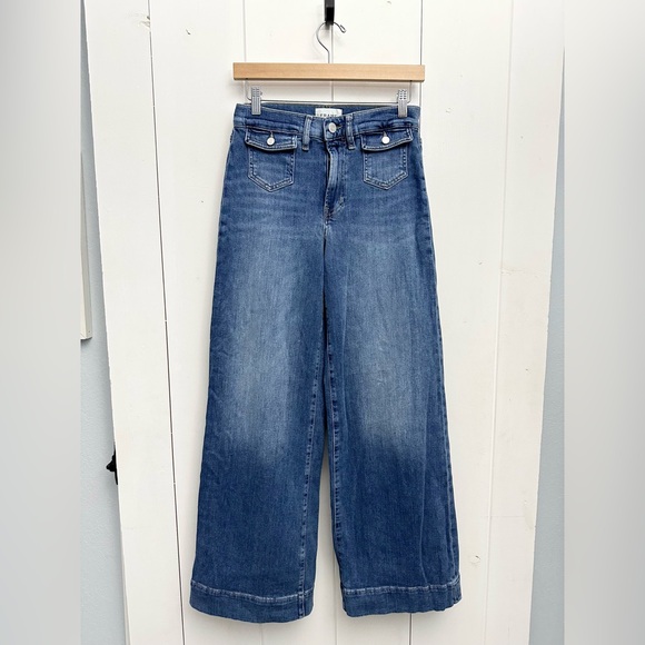 Frame Le Slim Palazzo Patch Pocket Wide Leg Jeans In Doris Size 27 - Picture 5 of 9